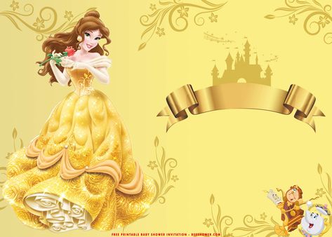 Download Now (FREE Printable) - Romantic Beauty And The Beast Baby Shower Templates #free #freeinvitation2019 #birthday #disney #invitations #invitationtemplates Beauty And The Beast Template, Beauty And The Beast Birthday Invitation, Baby Shower Templates Free, Belle Invitation Template, Beauty And The Beast Thank You Tags, Storybook Invitation, Disney Princess Invitations Template Blank, Belle Birthday, Disney Princess Belle