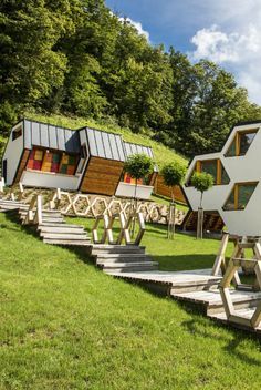 Beehive Architecture, Honeycomb Architecture, Big Cottage House, Prefab Granite Countertops, Prefab Shed, Resort Hotel Design, Big Cottage, Cozy Winter Aesthetic, Prefab Shipping Container Homes