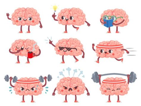 Brain characters. happy brains in differ... | Premium Vector #Freepik #vector #school #education #sports #character Character Development Illustration, Brain Character, Cartoon Brain, Brain Icon, Brain Illustration, Apple Illustration, Baseball Mascots, Different Poses, Illustration Artwork