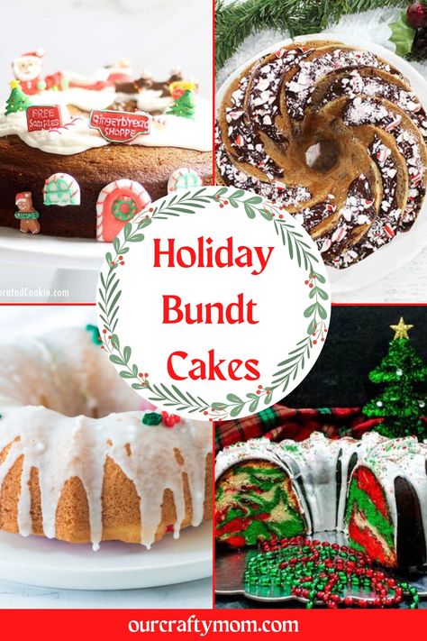 Christmas Tree Bundt Cake, Christmas Cake Jars, Christmas Bundt Cake Recipes From Mix Boxes, Easy Christmas Bundt Cakes, Bundt Christmas Cake, Christmas Wreath Bundt Cake, Cake Mix Christmas Desserts, Christmas Bunt Cakes Ideas, Christmas Cake Ideas Easy Simple