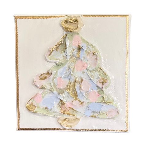 4x4 Canvas Christmas Tree - Etsy Christmas Gift Tags Handmade, Tree Painting Canvas, Textured Paint, Christmas Paintings On Canvas, Christmas Tree Painting, Cross Art, Christmas Crafting, Paint Acrylic, Christmas Nativity Scene