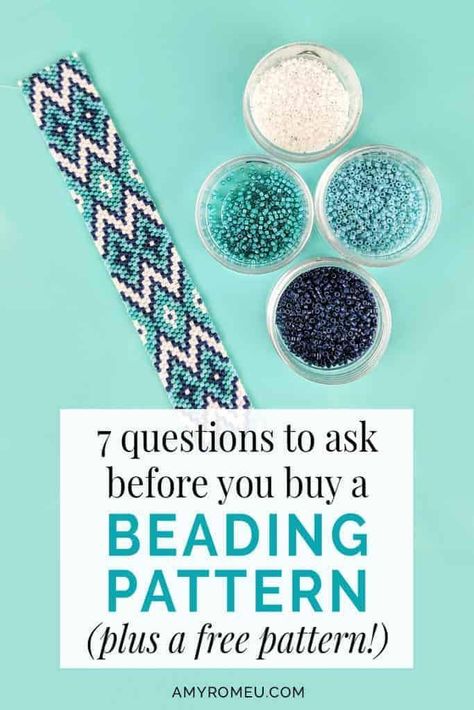 7 Questions To Ask Before You Buy A Beading Pattern Flat Beading Patterns, Bead Weaving Patterns Bracelets, Seed Bead Patterns Free Bracelets, Bead Weaving Patterns Free, Beading For Beginners, Weaving For Beginners, Beading Loom Patterns, Weaving Patterns Loom, Seed Bead Patterns Free