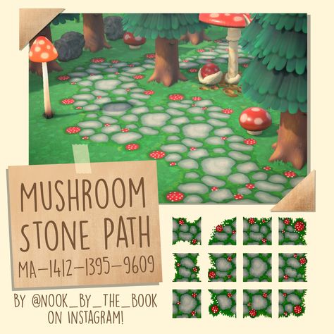 Rock Custom Design Animal Crossing, Acnh Hidden Path, Animal Crossing Red Path, Designer Codes Animal Crossing, Island Theme Ideas Animal Crossing, Froggy Crossing Codes, Whimsical Acnh Codes, Acnh Island Ideas Fairycore, Acnh Custom Paths