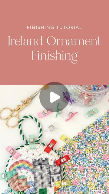 Coco Frank Studio on Instagram: "Finishing my Ireland Round into an ornament 🪡 🇮🇪 🌈 🍀 finishing my needlepoint pieces into ornaments gets easier every time I do it - I hope this inspires you to try finishing yourself 💕" Finishing Needlepoint Ornaments, Needlepoint Ornament Finishing, Needlepoint Finishing Tutorials, Needlepoint Finishing Ideas, Needlework Ideas, Needlepoint Finishing, Needlepoint Ornaments, Ornament Display, Round Ornaments