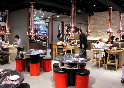 Seorae Galmaegi Korean Charcoal BBQ – first in Singapore to offer Galmaegisal! Samgyupsal Restaurant, Bbq Restaurant Design, Restaurant Design Rustic, Korean Barbeque, Korean Bbq Restaurant, Korean Grill, Small Restaurant Design, Bbq Shop, Japanese Bar