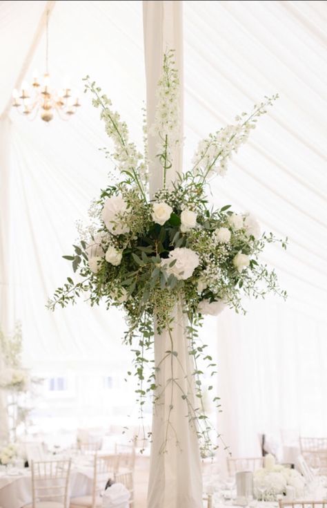 Flowers on the marquee poles Marquee Decoration, Garden Marquee, Wedding Flowers Hydrangea, English Country Garden, Country Garden Weddings, Beautiful Wedding Flowers, Boda Mexicana, English Wedding, English Country Gardens