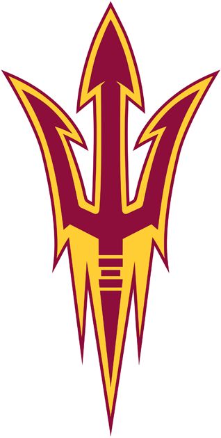 Arizona State Sun Devils Alternate Logo (2011) - Maroon pitchfork with gold inner outline and maroon outer outline. Radio Images, Sun Devils Logo, List Of Sports, Arizona Football, Dark Logo, Page Az, Northern Arizona University, Detroit Sports, Sun Devils