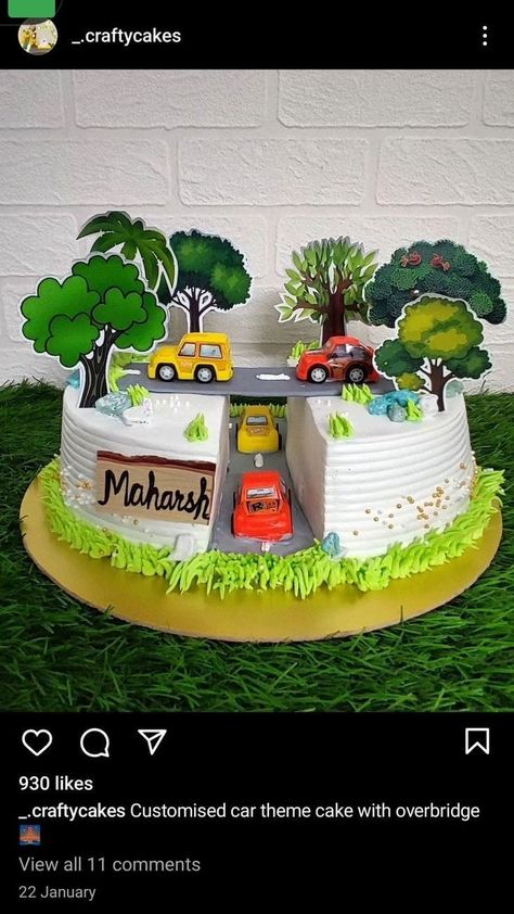 Cars Birthday Cake For Boys, Car Cakes For Boys Birthday For Kids, Car Cake Design For Boys, Car Cake Designs For Kids, Diy 1st Birthday Decorations, Diy Cake Topper Printable, Car Cakes For Boys, Cars Cake Design, Bus Cake