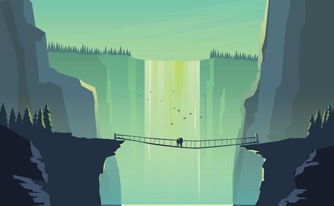 Landscape Waterfall, Game Background Art, Waterfall Scenery, Waterfall Landscape, Hinduism Art, Minimalist Landscape, Pixel Art Games, Graphic Design Lessons, Paper Artwork