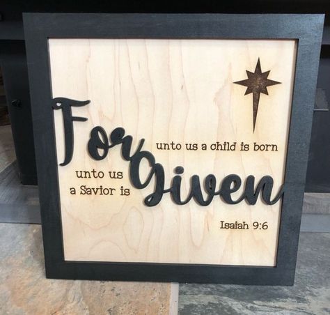 For Unto Us A Child Is Born Sign, For Unto Us A Child Is Born, Christmas Sayings Signs, Diy Manger, Christian Christmas Signs, Nativity Decorations, Christian Christmas Decor, Christian Christmas Crafts, Nativity Scene Crafts