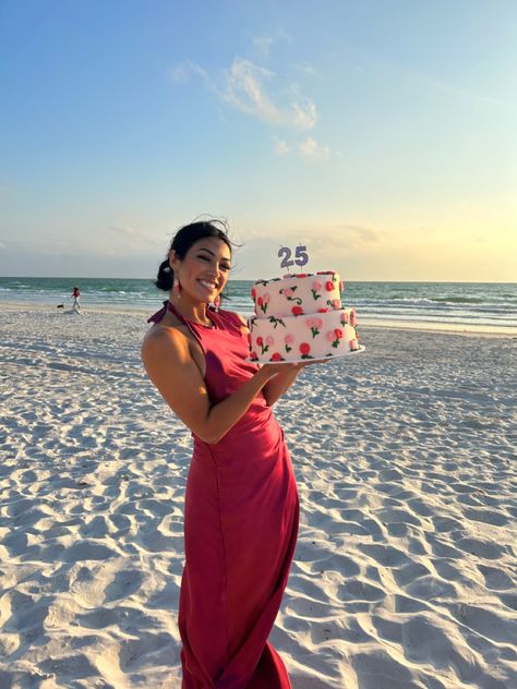 25th birthday cake turned our perfect 25th Birthday Outfit For Her, Birthday Pictures At The Beach, Beach Pictures Birthday, Birthday Beach Photoshoot Ideas, 25th Birthday Outfit, 25th Bday, 25th Birthday Outfit Ideas, Beach Birthday Photoshoot, 25th Birthday Ideas