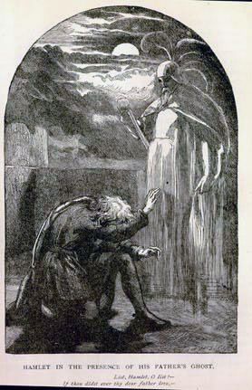 John_Gilbert_-_Hamlet_in_the_Presence_of_His_Father's_Ghost Ghost Scene, Between The Lions, John Gilbert, Medieval England, Dantes Inferno, Ghost Costume, Medieval World, Similarities And Differences, Most Haunted