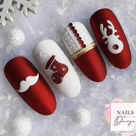 Xmas Nail Art, Christmas Gel Nails, Christmas Nail Art Designs, Nail Art Designs Videos, Christmas Nails Acrylic, Festival Nails, New Year's Nails, Xmas Nails, Christmas Nail Designs