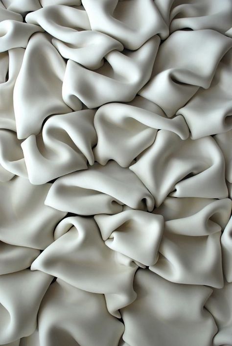 "Four IV", Jeannine Marchand, folded clay. Texture Inspiration, Texture Photography, Textile Texture, Materials And Textures, White Texture, Surface Textures, Color Textures, Texture Design, White Fabric