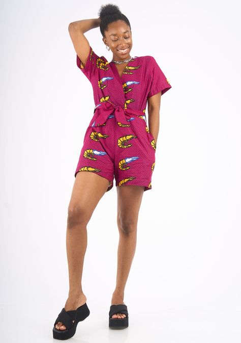 Playsuit - Prawns Vibrant Fashion, African Print Clothing, Afro Style, Design Dresses, African Wax Print, African Design Dresses, African Design, African Inspired, African Dress