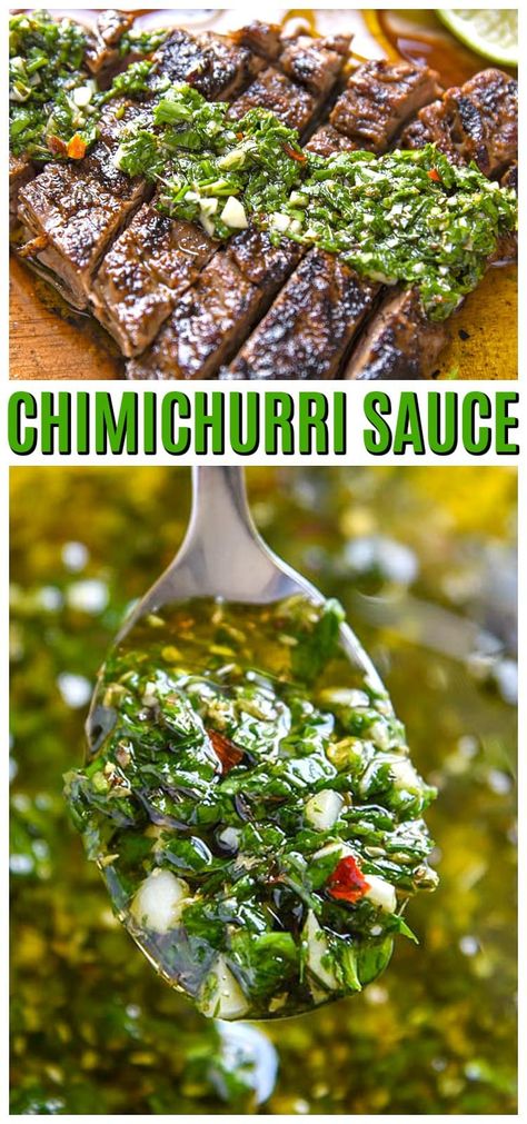 Steak Chimichurri, Argentinian Chimichurri, Argentinian Cuisine, Chimichurri Steak, Chimichurri Sauce Recipe, Chimichurri Recipe, Marinade Sauce, Chimichurri Sauce, Grilled Steak