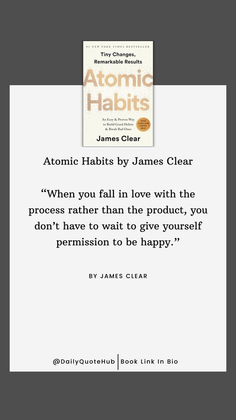 Atomic Habits by James Clear is a best-selling self-help book that offers practical strategies for building good habits and breaking bad ones. It emphasizes the power of small, incremental changes to achieve remarkable results over time. The book provides actionable advice and insights on habit formation, backed by scientific research. 🔍🔍🔍 Book Link In Bio 🙏🙏 #dailyquote #quotes #quotesofthedAY  #selfhelpquote #bestQuotes #SelfHelp #PersonalDevelopment #Habits #AtomicHabits #JamesClear James Clear Atomic Habits, Atomic Habits Quotes, Atomic Habit, Habits Quotes, Self Help Quotes, Research Book, Deep Wallpaper, Help Quotes, Habit Quotes