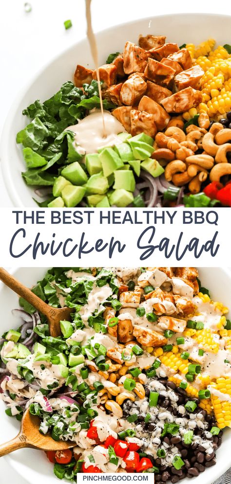 Bbq Dressing, Bbq Chicken Salad Recipe, Burst Cherry Tomatoes, Best Salads, Lettuce Salad Recipes, Bbq Salads, Chicken Chopped Salad, Bbq Chicken Salad, Chicken Salad Recipe