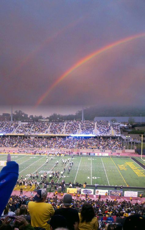 at the Appalachian State game. Sept 8 2012  Coolest. Game ever..This goes to prove that ASU is the Pot of Gold at the end of the Rainbow...God's Country. Amazing!! App State Wallpaper, App State University Aesthetic, App State Football, Appalachian State University Aesthetic, App State Aesthetic, App State University, Appalachian State Football, College Apps, College Vision Board