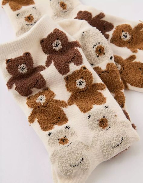 AE Teddy Bear Crew Sock Teddy Bear Socks, Bear Socks, Cozy Style, Cute Christmas Gifts, Crew Sock, Socks For Women, Baby Socks, Kids Socks, Cool Stuff