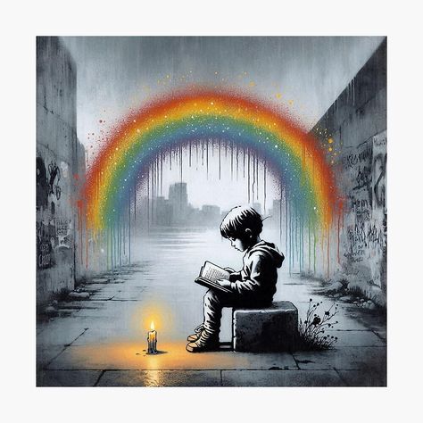 Get my art printed on awesome products. Support me at Redbubble #RBandME: https://www.redbubble.com/i/photographic-print/Urban-Rainbow-A-Beacon-of-Hope-by-illustrique/162233004.6Q0TX?asc=u Beacon Of Hope, Kids Reading, Art Designs, Art Boards, Photographic Print, Photo Printing, Street Art, My Art, Awesome Products