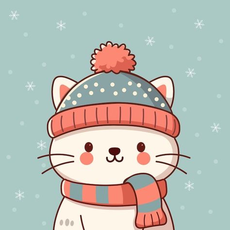 Snowing Background, Scarf Drawing, Winter Hat And Scarf, Window Mural, Clothes Illustration, Socks Packaging, Winter Cat, Cute Sketches, Artsy Pictures