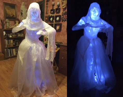 There are a lot of cool ghosts I’ve seen made by haunters and artists. While I love some of the ones created by chicken wire and cheesecloth, the packaging tape method appeared to be the easi… Halloween Diy Outdoor, Halloween Outside, Casa Halloween, Halloween Props Diy, Dekor Diy, Packaging Tape, Halloween 2016, Halloween Yard, Halloween 2019