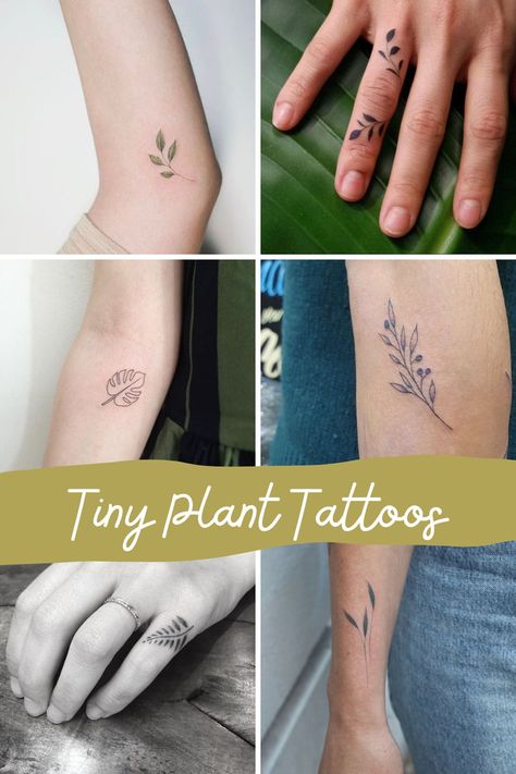 143+ Tiny Flower Tattoos Petite + Pretty Designs - Tattoo Glee Green Thumb Tattoo Ideas, Micro Flower Tattoos For Women, Delicate Flower Hand Tattoos For Women, Tiny Leaves Tattoo, Delicate Plant Tattoo, Petite Flower Tattoo, Small Plant Tattoos For Women, Fern Finger Tattoo, Delicate Fern Tattoo