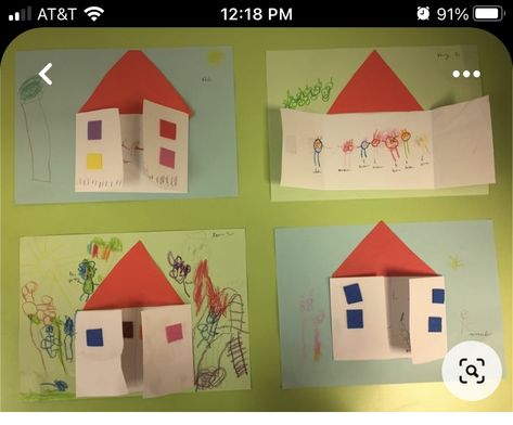 Pre K House Craft, Preschool Where I Live, My House Theme Preschool, Preschool House Craft, House Crafts For Toddlers, House Art Preschool, House Craft Preschool, Family Art Activities, Family Crafts For Kids