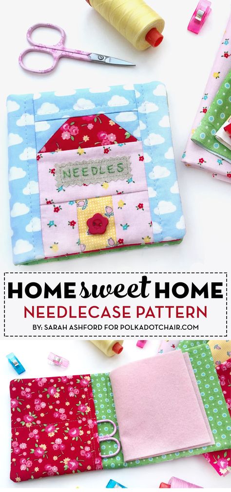 Learn how to make a quilted needle-case. A free sewing pattern. Samaritans Purse, Quilted Placemat Patterns, Tree Quilt Block, Sewing Decor, Sewing Case, Quilting Patchwork, Needle Books, Sewing Circles, Free Sewing Pattern