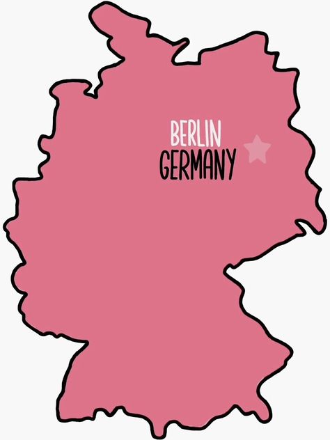 Germany Map Aesthetic, Germany Doodles, Germany Scrapbook, Berlin Map, Map Of Germany, German Map, Maps Aesthetic, Cartoon Map, Map Sticker