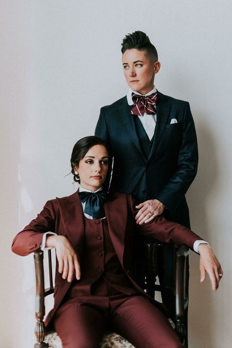 A Part Of Me Was Worried I Would Regret Not Wearing A Dress For Our Wedding. Needless To Say Once We Got The Photos Back I No Longer Cared About The Dress Queer Weddings Outfit, Wedding Suits Nonbinary, Queer Suits Wedding, Nonbinary Wedding Dress, Comfy Wedding Outfit, Queer Wedding Suit, Enby Wedding Outfit, Butch Wedding Attire, Nonbinary Wedding Attire