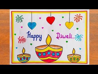 Diwali Drawing, Diwali Card, Diwali Greeting, Diwali Greeting Cards, Card Easy, Diwali Greetings, Card Drawing, Make Happy, Drawing Easy