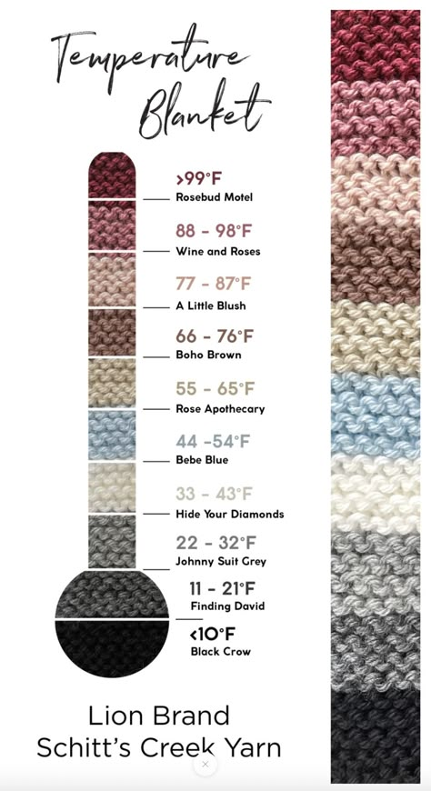 Top Tips for Knit or Crochet Temperature Blanket | Kristin Omdahl Temperature Chart, Temperature Blanket, Knitting And Crochet Patterns, Lion Brand Yarn, Blanket Yarn, Knitting And Crochet, Lion Brand, Garter Stitch, Blanket Designs