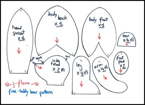 Free Memory Bear Template Teddy Bear Outline, Memory Bears Pattern Free, Bear Patterns Sewing, Memory Bear Pattern, Bear Sewing Pattern, Sewing Pattern Free, Bear Template, Teddy Bear Patterns Free, Memory Bears Pattern