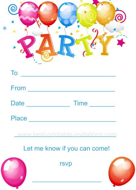 Printable Kids Birthday Party Invites - Free invitations from www.best-printable-invitations.com Online Birthday Invitations, Free Party Invitations, Birthday Party Invitations Free, Free Printable Birthday Invitations, Free Printable Invitations, Printable Invitation Templates, Free Invitation Templates, Birthday Party Invitation Templates, Party Invitations Printable