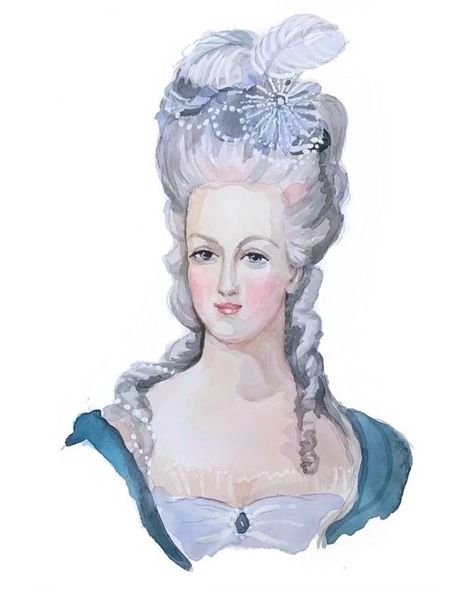 Marie Antoinette Art, French Drawings, Marie Antoinette Drawing, Marie Antoinette Painting, Marie Antoinette Character Design, Marie Antoinette Illustration, Marie Antoinette Sketch, Marie Antoinette Art Paintings, Marie Antoinette Hair