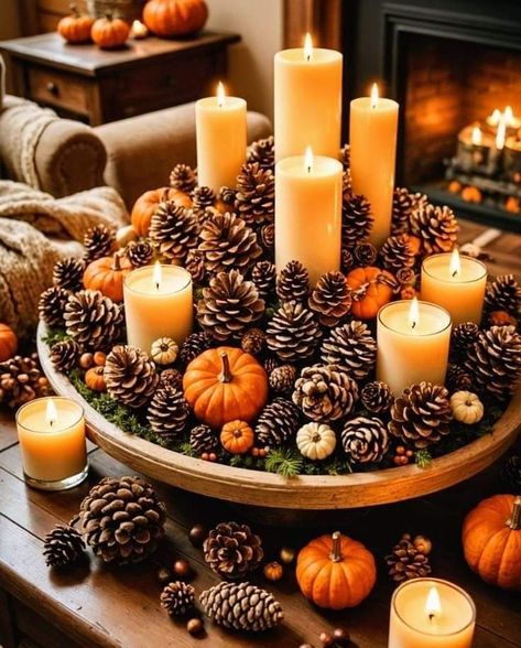 Pumpkin Arrangements, Fall Table Centerpieces, Tafel Decor, Rustic Pumpkin, Cozy Fall Decor, Fall Thanksgiving Decor, Fall Deco, Autumn Decorating, Thanksgiving Table Decorations