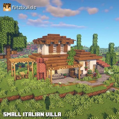 A small Italian villa! What do you think? @banana.builds for more #Minecraft Content! ————————————————— >Built by @ritzbuilds >Message… Minecraft Mediterranean, Minecraft Italian, Small Italian Villa, Castle Blueprints, Italian Style House, Minecraft Castle Blueprints, Villa Minecraft, Italian Farm, Minecraft Shops