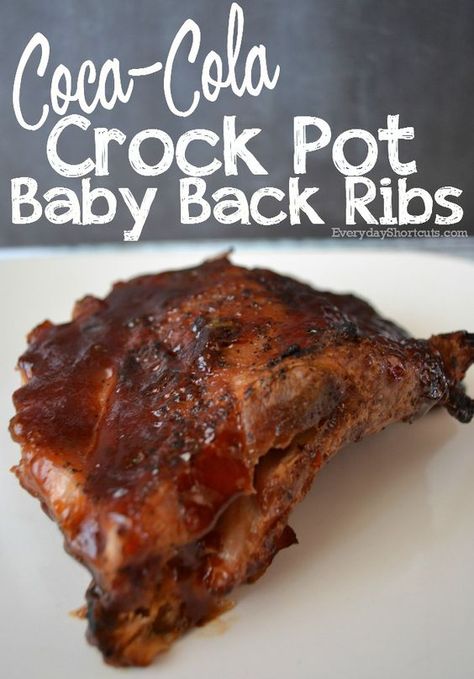 There are 2 ways you can make fall off the bone Crock Pot Coca-Cola Baby Back Ribs either by throwing everything in the Crock Pot or caramelizing them. Crock Pot Baby Back Ribs, Ribs In Crock Pot, Crockpot Ribs, Slow Cooker Ribs, Back Ribs, Crockpot Dishes, Baby Back Ribs, Bbq Ribs, Crock Pot Slow Cooker