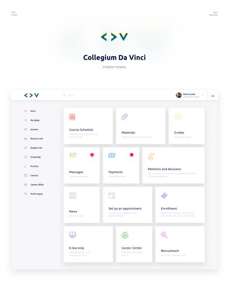 CDV - University Student Portal on Behance College Information, College Apps, Portal Website, Student Dashboard, Ui Design Dashboard, Card Ui, Course Schedule, Student Portal, Android Design