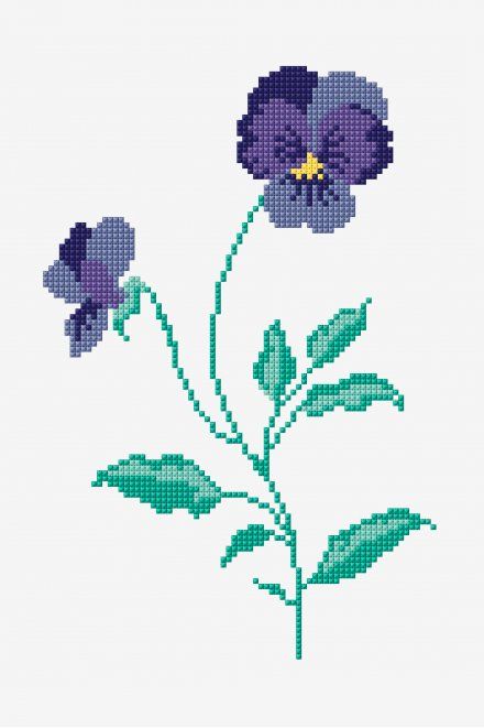 PAT0650 Winter Pansies, Pansy Pattern, Needlecraft Patterns, Free Cross Stitch Patterns, Easy Cross Stitch Patterns, Machine Embroidery Thread, Holiday Cross Stitch, Floral Cross Stitch, Needlepoint Patterns