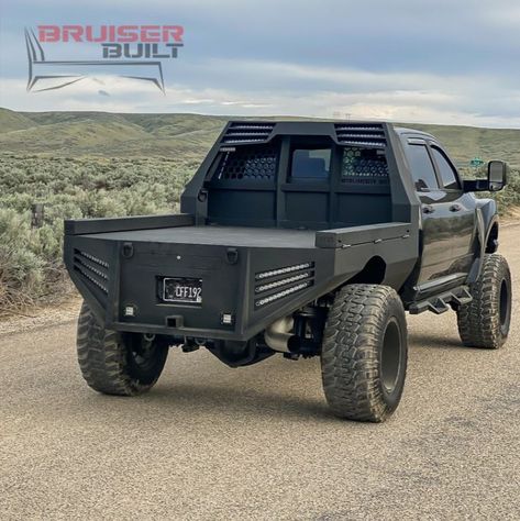 Introducing Bruiser Built Next-Gen Custom Flatbeds. See link for details! Homemade Flatbed Truck Ideas, 3rd Gen Cummins Flatbed, Truck Flatbed Ideas, Obs Ford Flatbed, Custom Flatbed Truck Beds, Flatbed Truck Ideas, 3rd Gen Cummins, Flatbeds For Pickups, Custom Truck Flatbeds