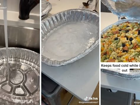 This Viral Hack Shows You How to Keep Food Cold Outside How To Keep Food Cool Outside Party, Keep Salads Cold At A Party, How To Keep Grazing Table Cold, Keeping Food Cold Outside Party Summer, Keeping Food Cold Outside Party, Party Hacks Outdoor, Keep Food Cold Outside Party, Keeping Food Cold At A Party, Outdoor Birthday Party Food