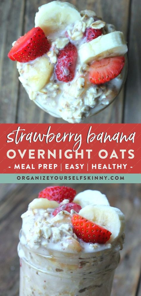 Breakfast Easy Healthy, Overnight Oats Healthy Clean Eating, Low Calorie Overnight Oats, Overnight Oats In A Jar, Strawberry Overnight Oats, Oats Overnight, Oat Recipes Healthy, Low Calorie Breakfast, Prep Breakfast