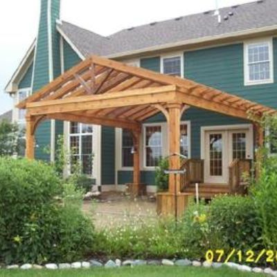 This free-standing pergola features heavy timber look, made from cedat.  It is also a gable truss type pergola. Pergola Wall, Free Standing Pergola, Small Pergola, Pergola Diy, Cheap Pergola, Pergola Swing, Building A Pergola, Pergola Lighting, Modern Pergola