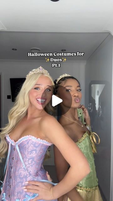 Christian Samantha on Instagram: "💚Princess & the Frog + OG Rapunzel💜 nyatemple 
#halloweenprincess #halloweencostumeideas #halloweenmakeup #halloweencostume #halloweencostumeidea #duohalloweencostumes #girlhalloweencostume #princesscostume #princesscostumes" Rapunzel And Pascal, Tiana Princess And The Frog, Tiana Princess, Halloween Princess, Duo Halloween Costumes, Princess And The Frog, Princess Costume, Halloween Costumes For Girls, The Frog