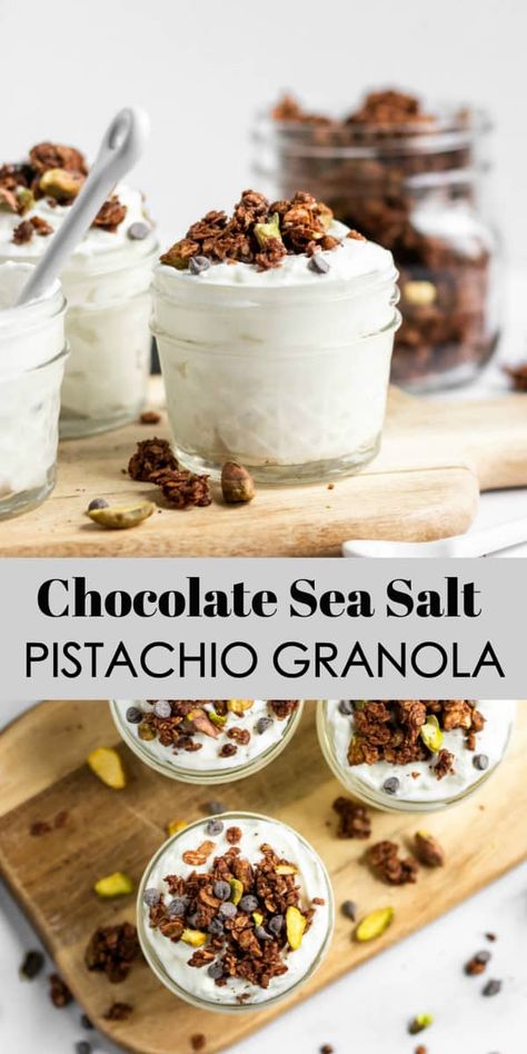 Pistachio Granola, Chocolate Granola Recipe, Best Overnight Oats Recipe, Sea Salt Chocolate, Avocado Toast Recipe, Chocolate Granola, Protein Bites, Granola Recipe, Salted Chocolate