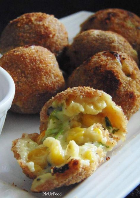 Corn Balls Recipe, Cheese Corn Balls, Cheese Corn Balls Recipe, Corn Balls, Corn And Cheese, Cheese Balls Recipe, Corn Cheese, Cheese Corn, Tator Tots