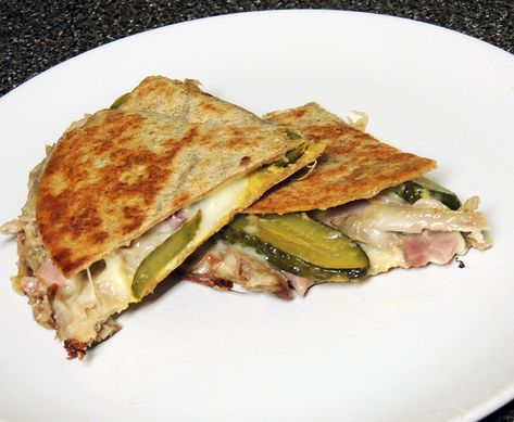 Cuban Quesadillas - Oryana Community Co-op Easy Quesadillas, Leftover Pork Tenderloin, Leftover Pork Roast, Easy Quesadilla, Cuban Pork, Roast Chicken And Gravy, Leftover Pork, Slow Cooked Pork, Pig Roast